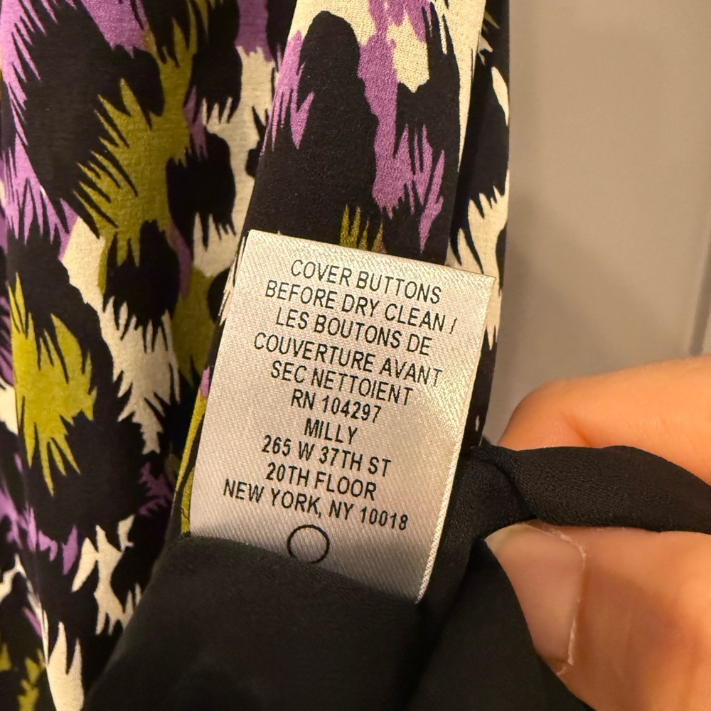 Milly of New York Silk Abstract Animal Print Ruffle Flutter Sleeve Dress 8 - Picture 10 of 16